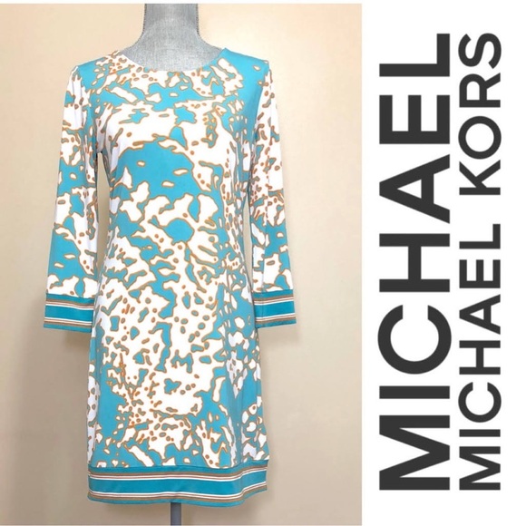 MICHAEL Michael Kors Turquoise Orange White Dress Size Small - Picture 1 of 8